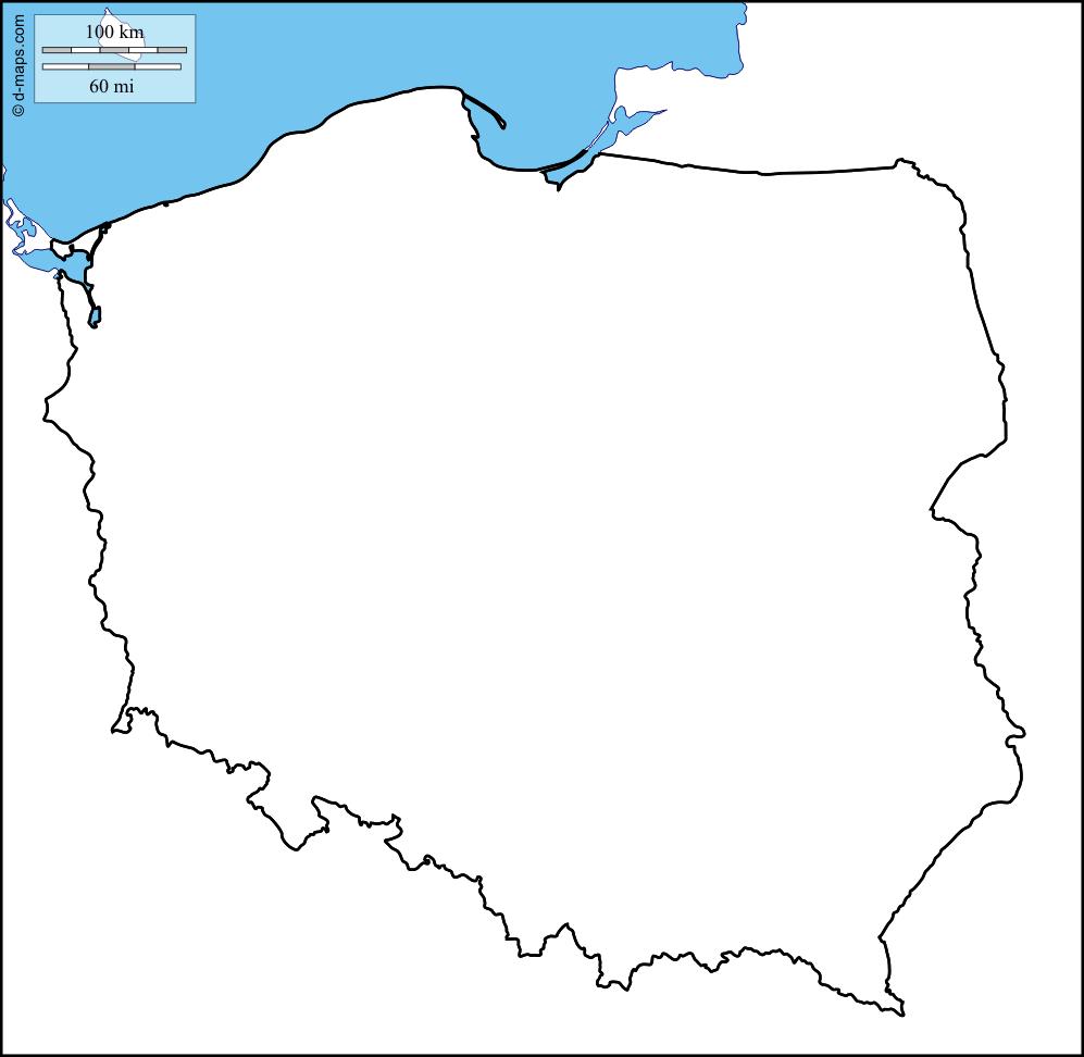 Zarys Mapy Polski Do Druku Zarys mapy Polski - Mapa Polski - Mapa departamentów (Europa Wschodnia