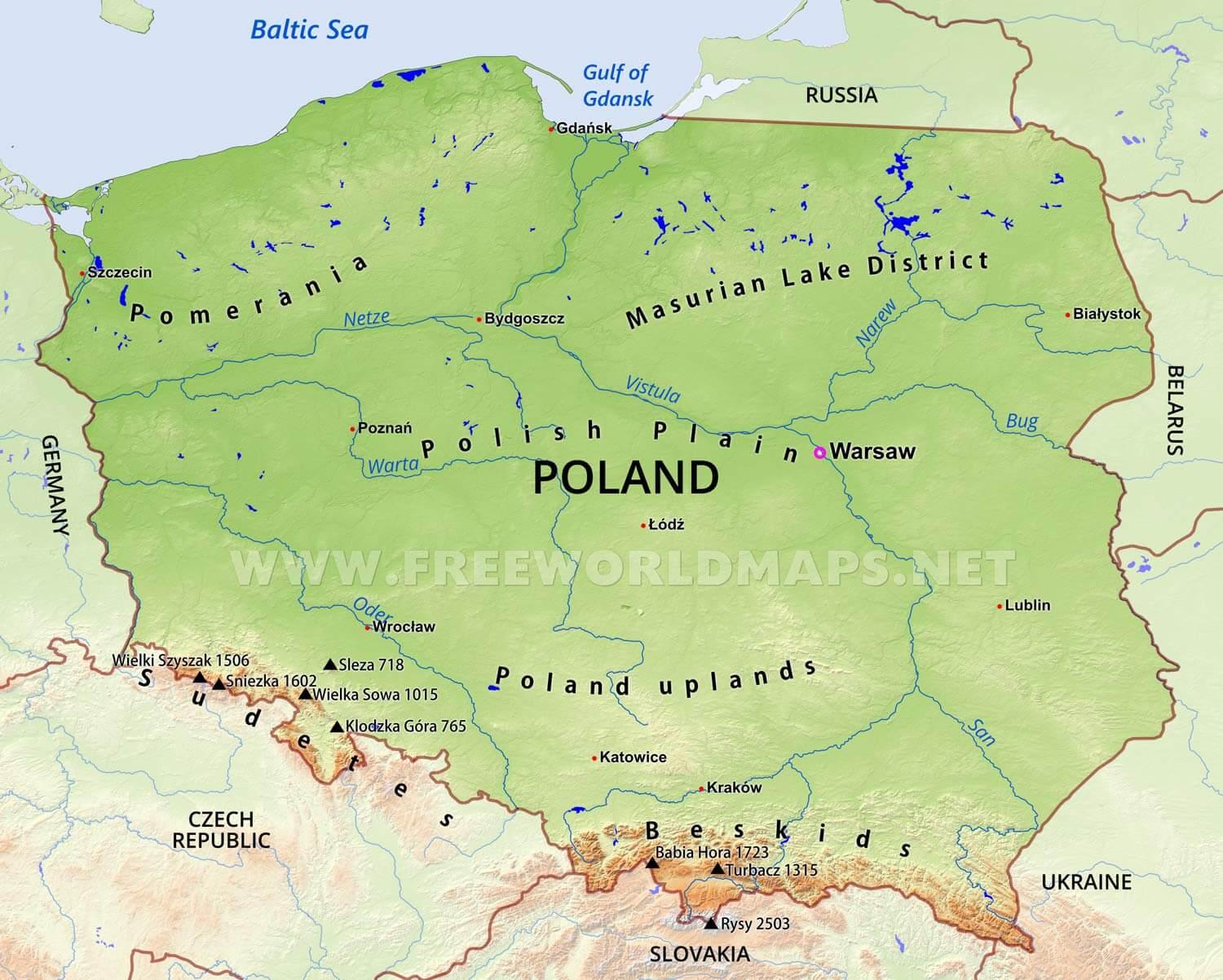 Mapa Geograficzna Polski Mapa Satelitarna Polski Europa Wschodnia ...