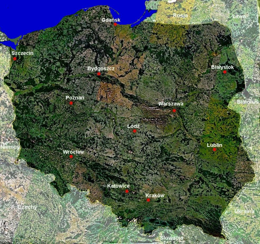 Polska Mapa Satelitarna Mapa Polski Z Satelity Europa Wschodnia Europa 8575