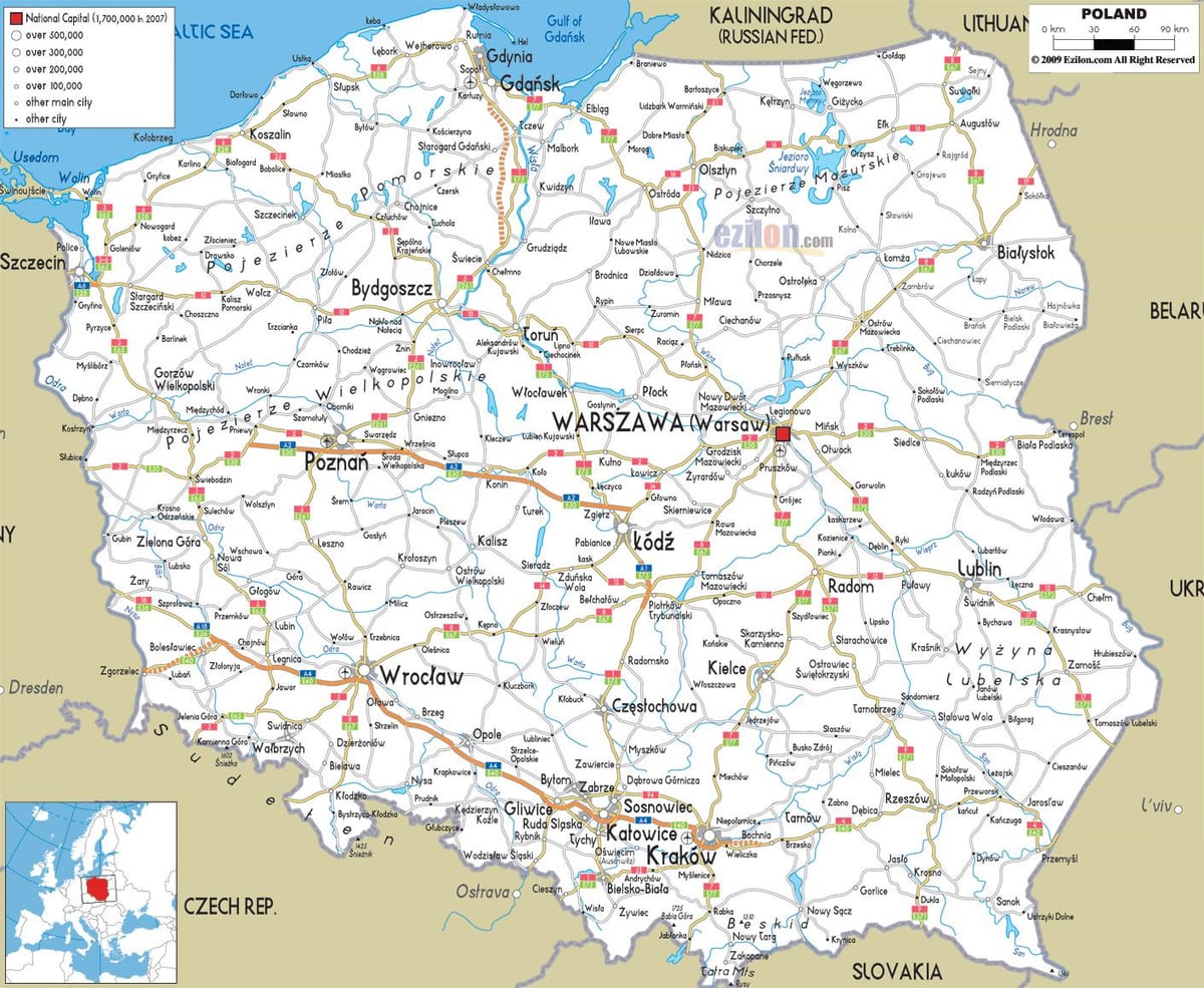 mapa Polski autostrad