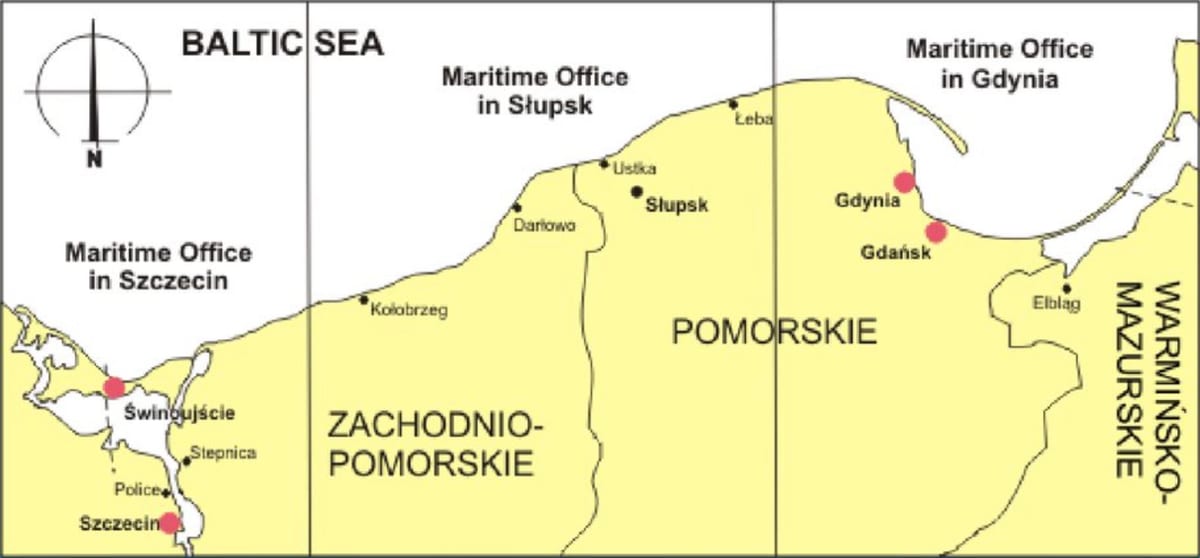 mapa Polski porty