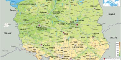 Mapa Polski physcal