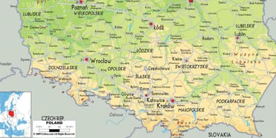 Mapa Południowej Polski
