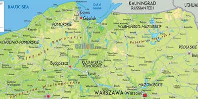 Mapa Północnej Polsce