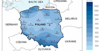 Mapa Polski deszcz