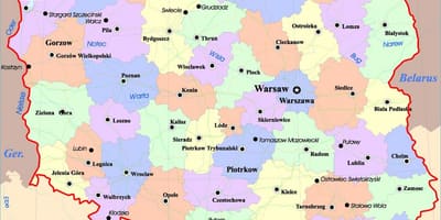 Mapa Polski miasta