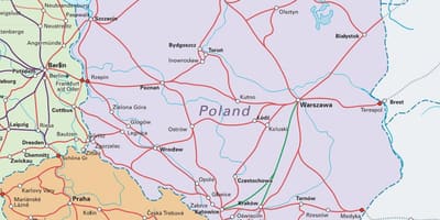 Mapa Polski pociągiem
