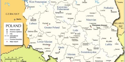 Mapa Polski regiony